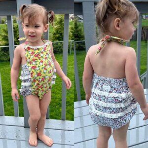 Villa & Londyn | Vintage Bubble Romper with Lace Ruffles | Size 18-24 Months